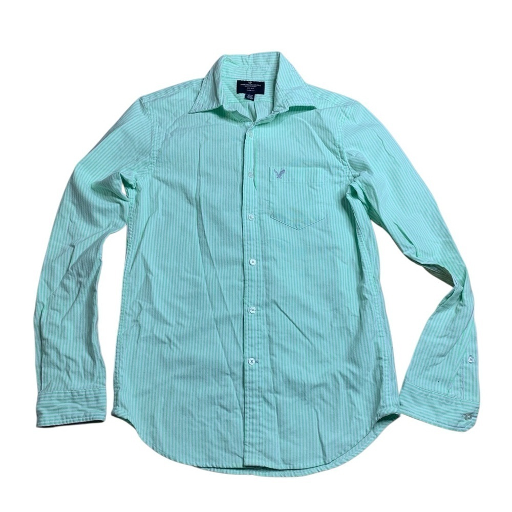 American Eagle Men’s Slim Fit Striped Button Down Shirt - XS